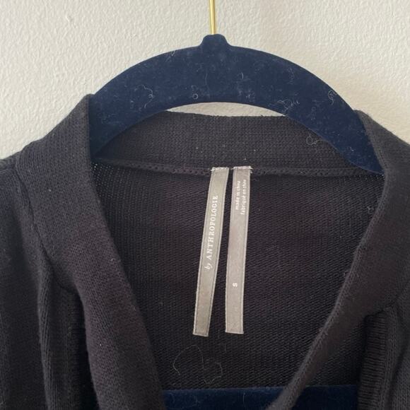 By Anthropologie Rambuteau Black Knit Sleeveless Wrap Sweater Neck Tie Sz S - Picture 6 of 10